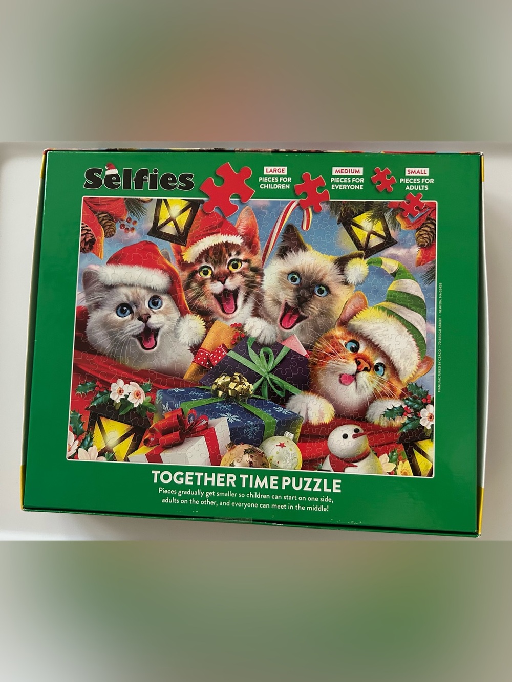 Ceaco Cat Selfies Christmas Together Time Puzzle 400 Pc Holiday Cats NWT New - Picture 2 of 2
